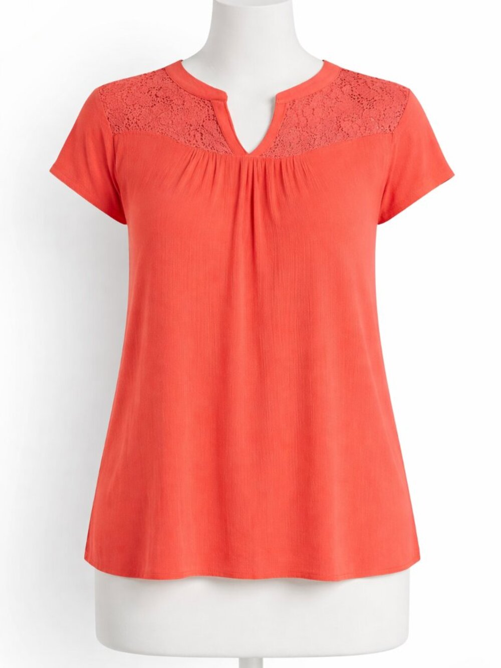 Cure Cap Sleeve Top with Lace Inserts Size Large Orange EUC